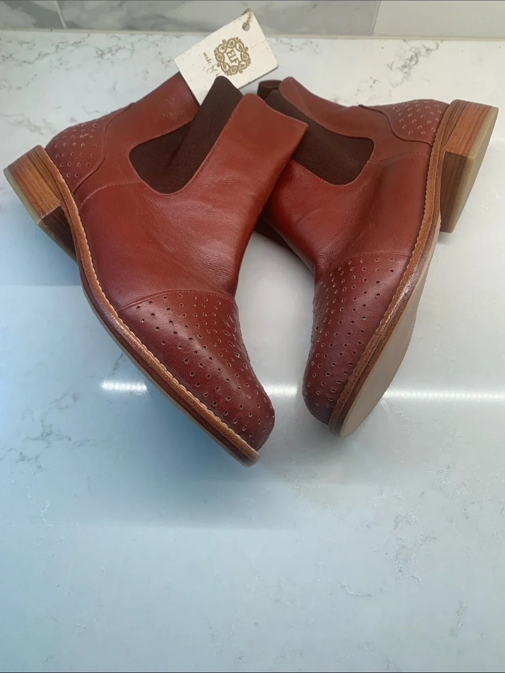NEW Bali ELF Burgundy Handmade Leather Boots Brogue Eclipse Vtg Brown 10 $375
